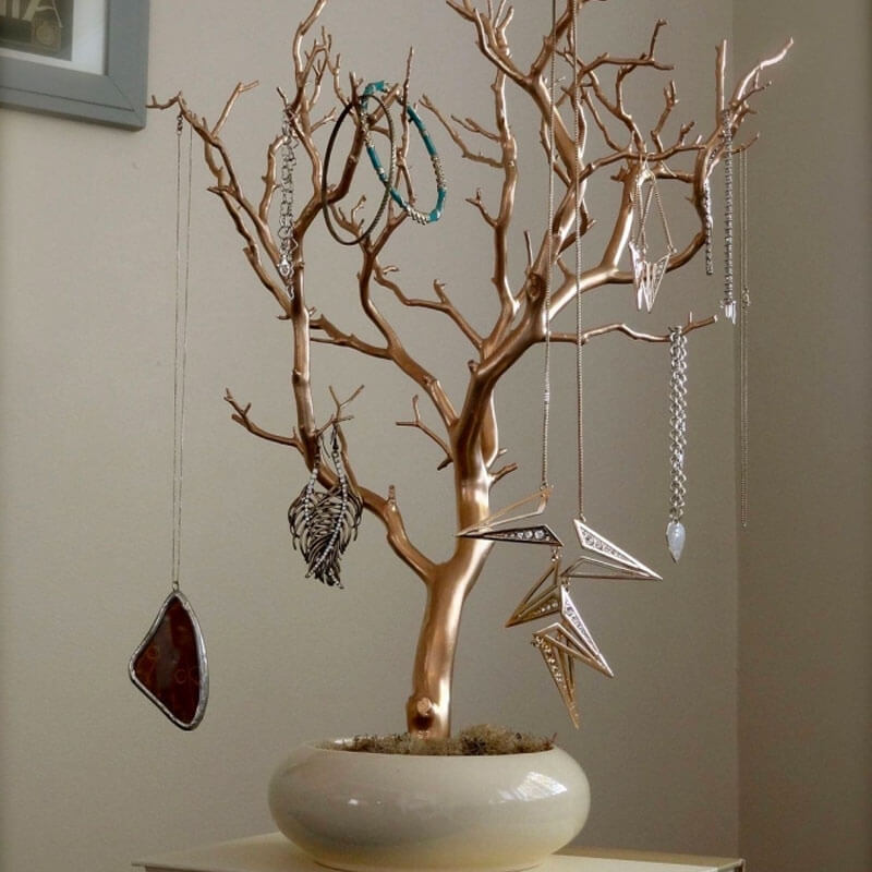 diy wooden jewelry tree