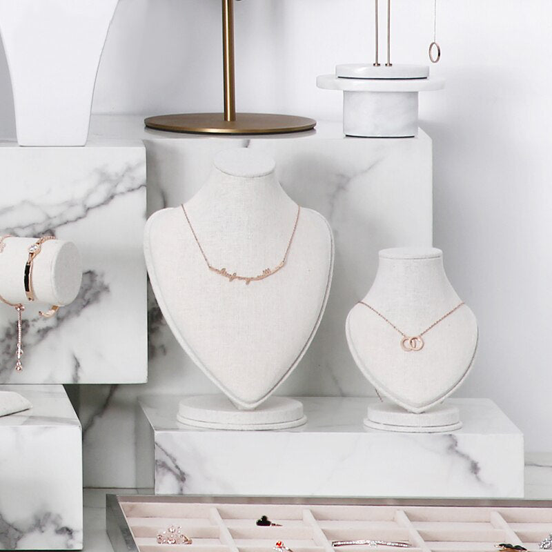 White Necklace Display Bust