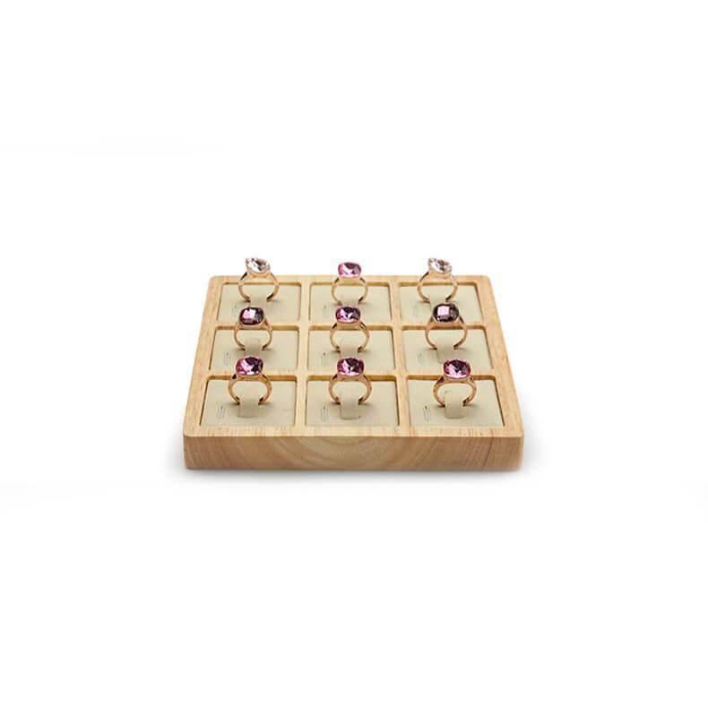 9 Slots Wooden Tray For Ring Display