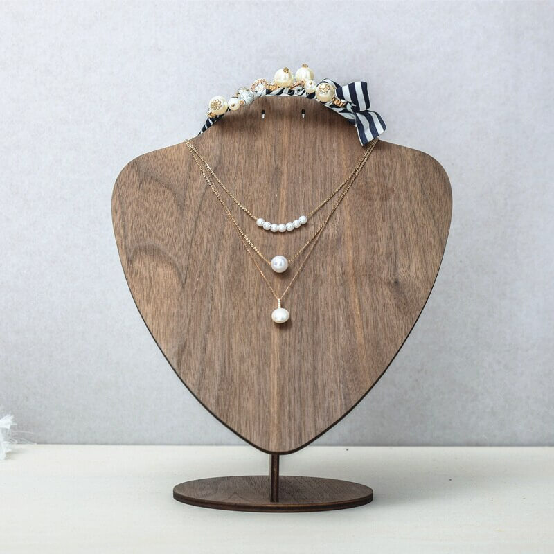 Wood Necklace Display Bust