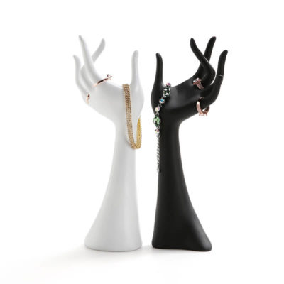 Black and White Hand Shaped Jewelry Holder Oh Precious