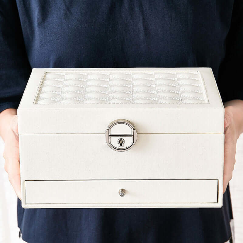 White Designer Leather Jewelry Box