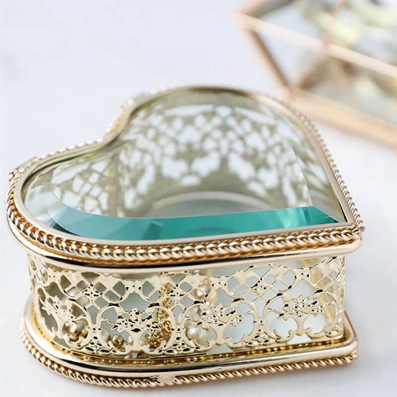 Heart Shaped Glass Jewelry Box Oh Precious