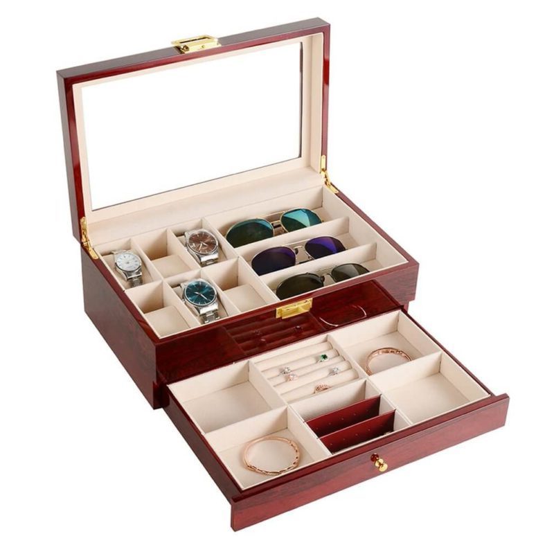 Mens Wooden Watch Box with jewels