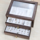 Wooden glass Jewelry Box with Drawers