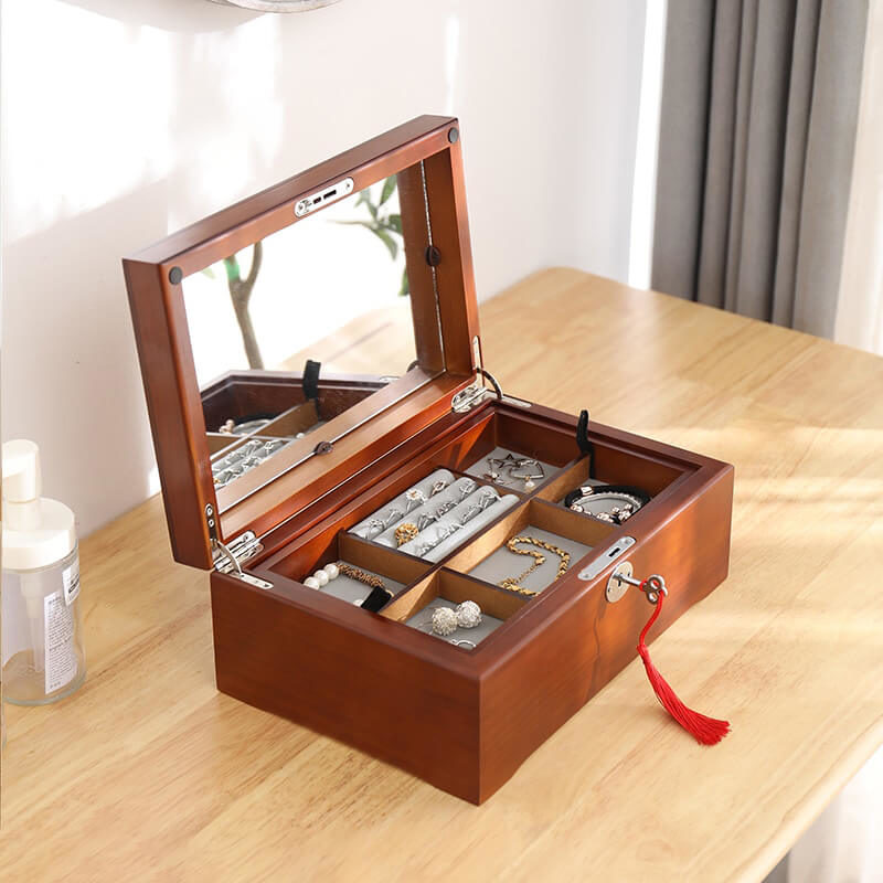 Wooden Jewelry Box with Lock Oh Precious