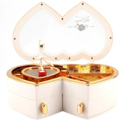 original double heart girl's jewelry box