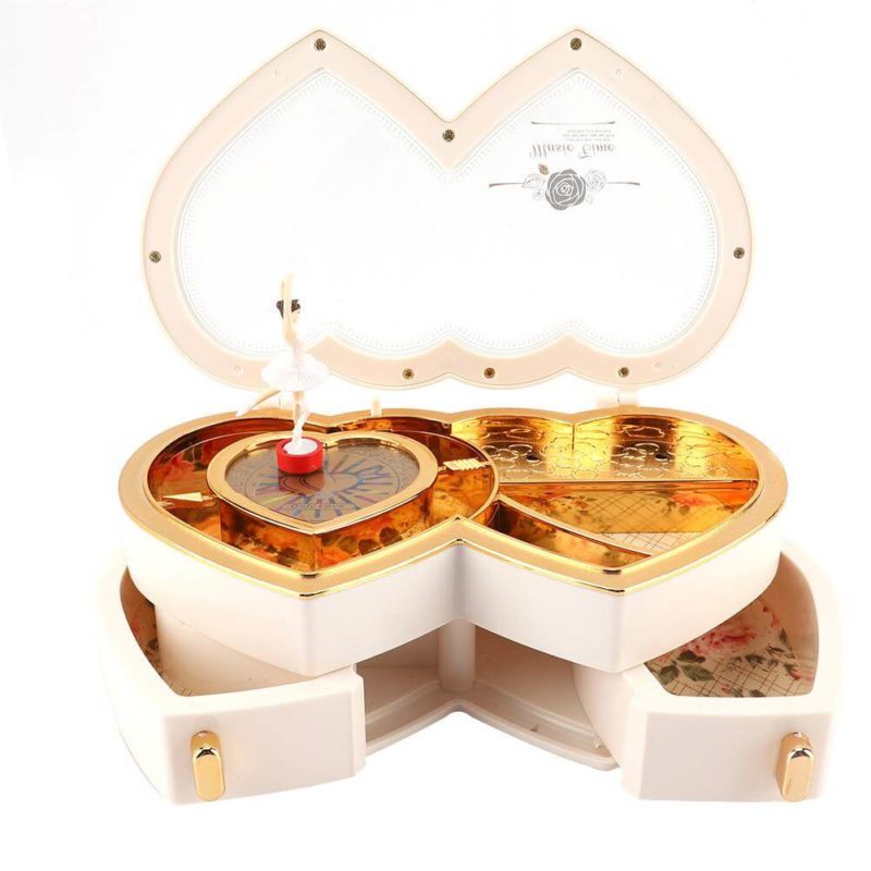 original double heart girl's jewelry box
