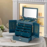 6 Layer Large green Jewelry Box with Mirror