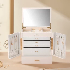 Large Jewelry Box with Mirror 6 Layer Storage for Elegant Organization