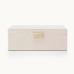 Leather Jewelry Box for Women 2 Layer Vegan Organizer with Elegant Lock