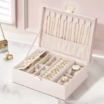 Leather Jewelry Box for Women Organizer with Elegant Lock