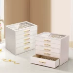 5 Drawer Jewelry Box with Glass Lid Elegant Velvet Organizer oh precious