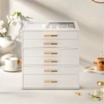 gold handles minimalist design 6 drawer jewelry box Oh Precious