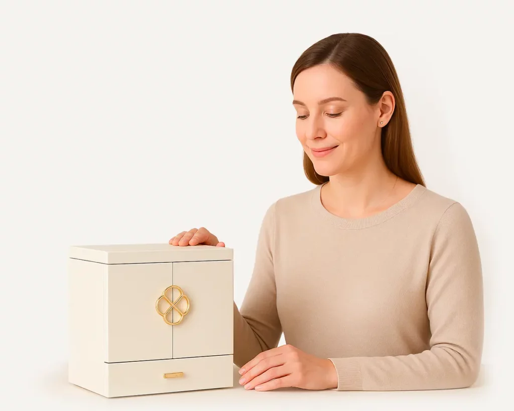 woman with jewelry box Oh Precious
